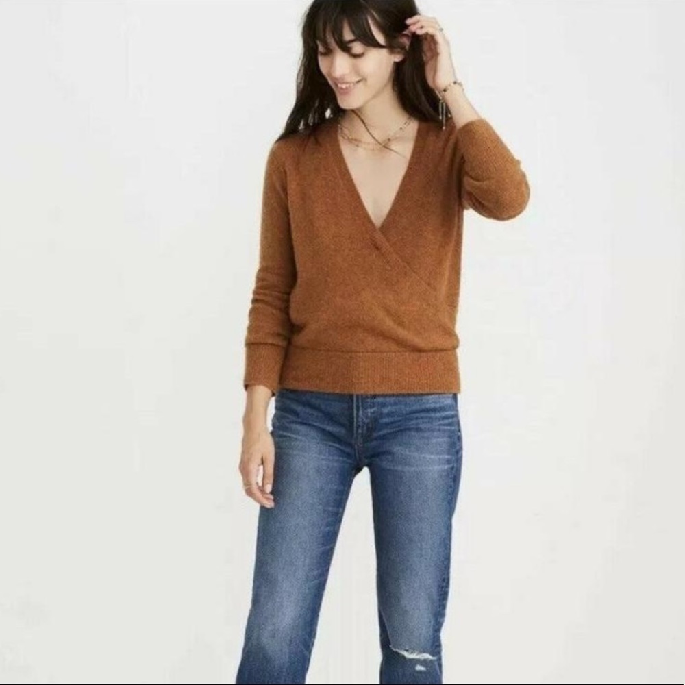 Madewell Faux Wrap Heather Harvest Sweater-M